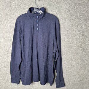 Lucky Brand‎ Henley Shirt Mens XXL Blue Long Sleeve Soft Knit Preppy Modern